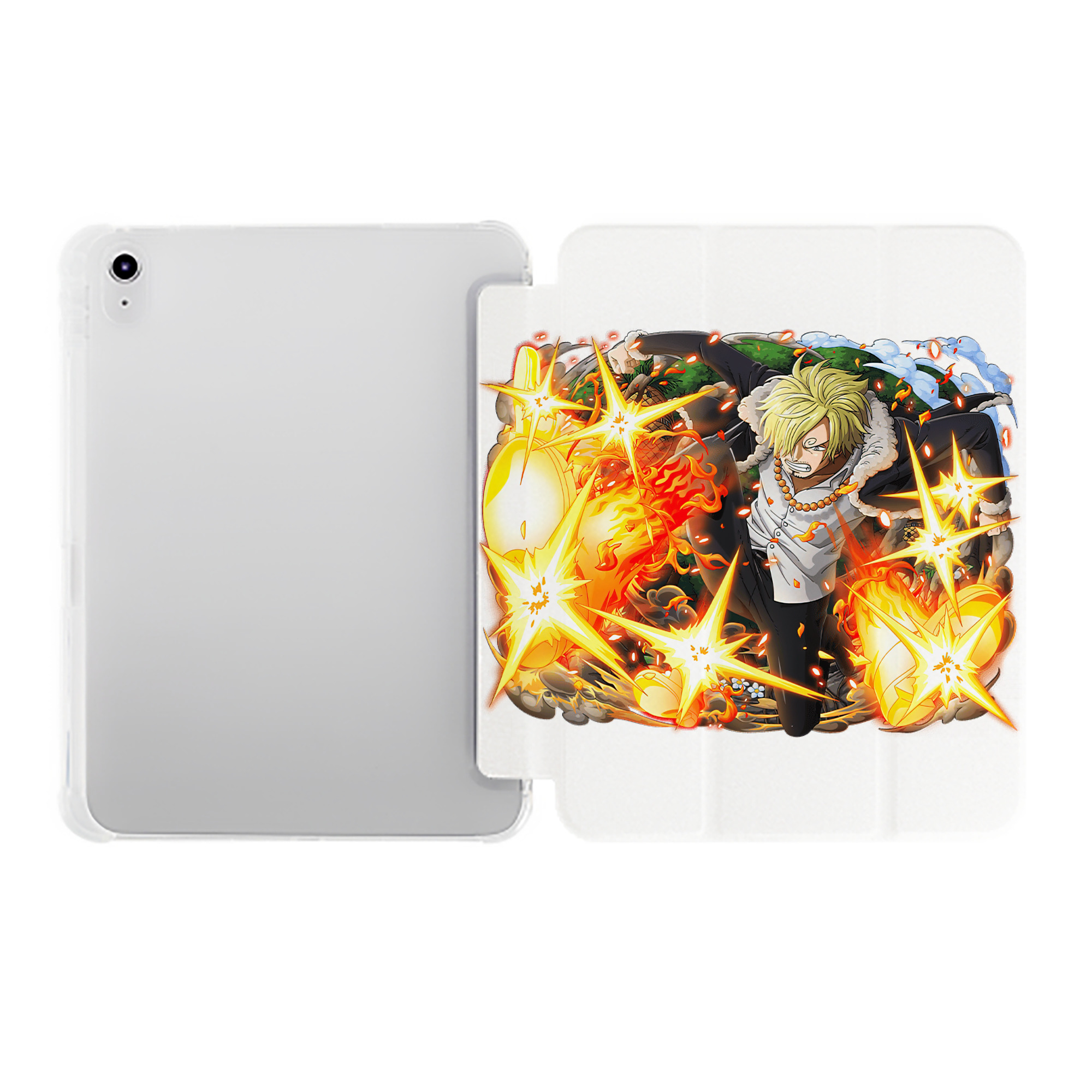 （画像用） ワンピース サンジ ONE PIECE Sanji IPad ケース ペン収納付き 三つ折りスタンド PUレザー×シリコン 対応機種9.5/10.5/10.9インチ